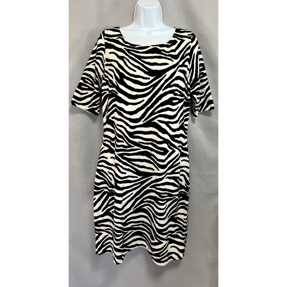 Lauren Ralph Lauren Bodycon‎ Sweater Dress Zebra Print  Sz XL Women's